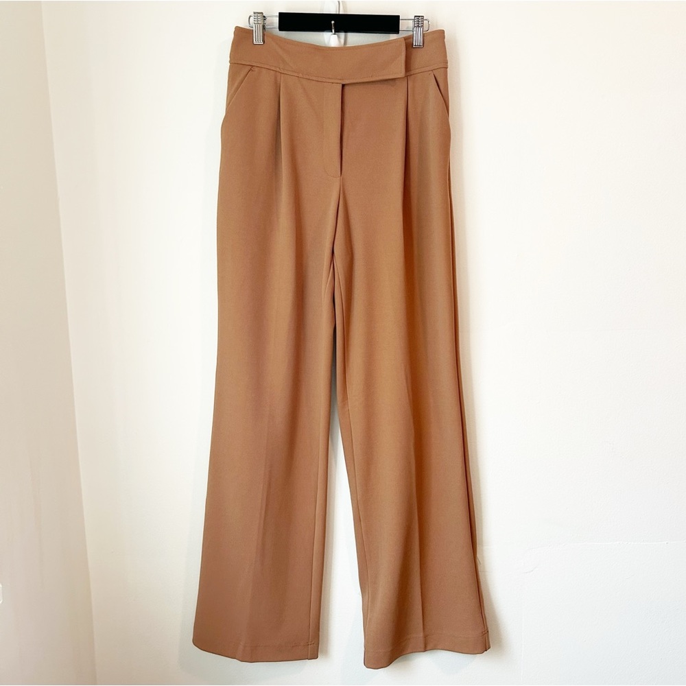 NWT-T Tahari Pleated Wide leg‎ High waist trouser Burnt Cognac - Size 4